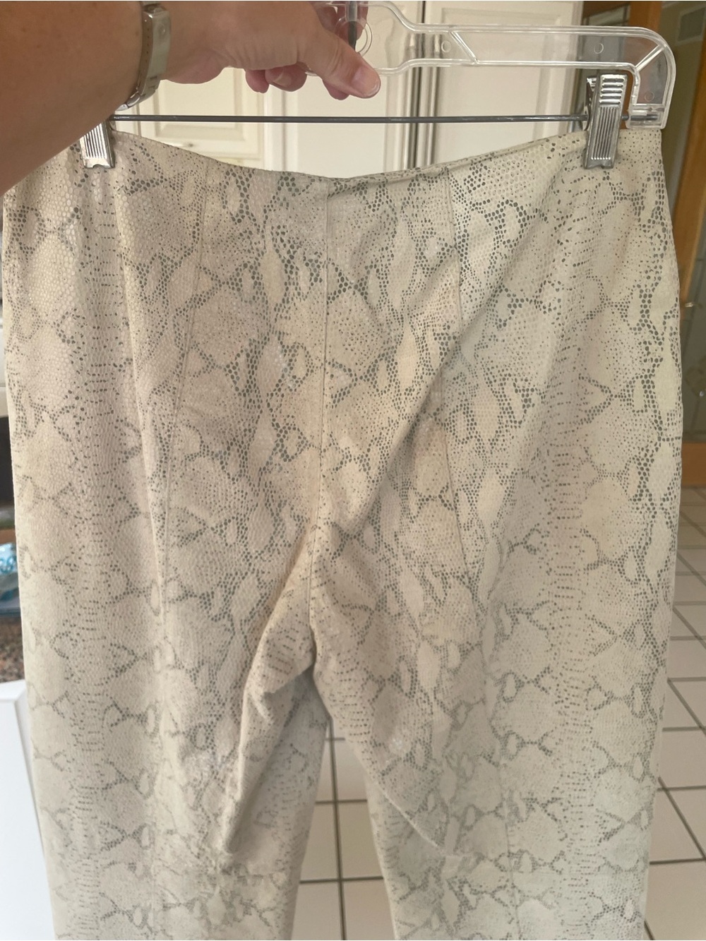 Nine West Taupe Snakeskin-Effect 100% Leather Pants - Picture 3 of 4